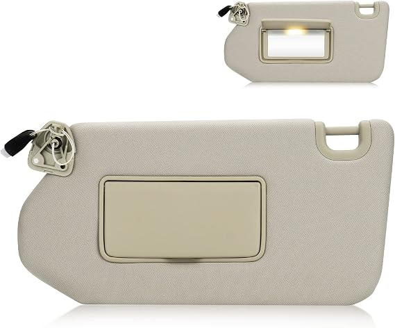 Beige Left Side Sun Visor with Light for 2013-2018 Nissan Pathfinder, for 2014-2017 Infiniti QX60, for 2013 JX35, Car Visor Replacement for 96401-9PB0A, Driver Side Sunvisor