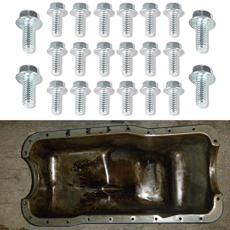 22 Pcs Oil Pan Bolt Kit Fit for Chevy and Ford Small Block V8 SBC 265 283 305 327 350 383 400 5.7L & SBF 260 289 302 351W 5.0L EFI 350-455 Stamped Steel Oil Pan Bolts