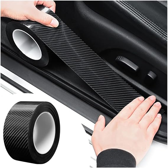 Joyzzz Automotive Wrapping Film, 5D Carbon Fiber Car Protective Tape, Anti-Collision Car Door Edge Protector, Scratch Resistant Waterproof Automotive Threshold Protector (3cm*10m, Carbon Black)