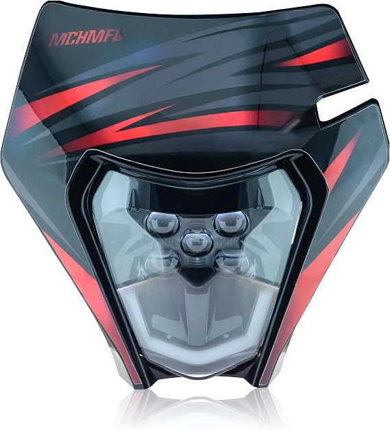 Dirt Bike Headlight Dirtbike LED Headlights Kit Motorcycle Head Lamp Light Kit Universal for Most Dirt Pit Enduro Bike Motorcycle Headlamp Frontlight for ATV Quad (Red Sticker)
