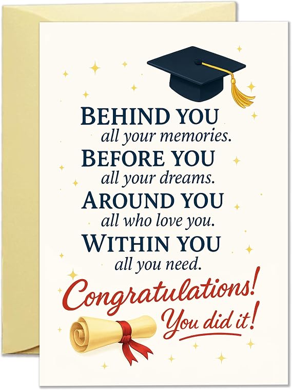 LoLoud Graduation Card for Him Her, 2026 Graduation Gift for High School College Graduates, Congrats Grad Card with Envelope, Premium 300gsm Paper, Blank Inside