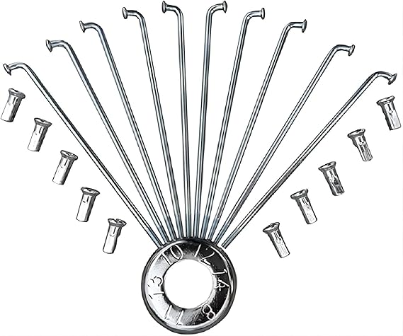 12G Electric Bicycle Spokes, 40Pcs 70-305mm J Bend Steel E-Bike Wheel Spokes with Nipples Bicycle Replacement Spokes Bike Repair Spokes Parts Accessories