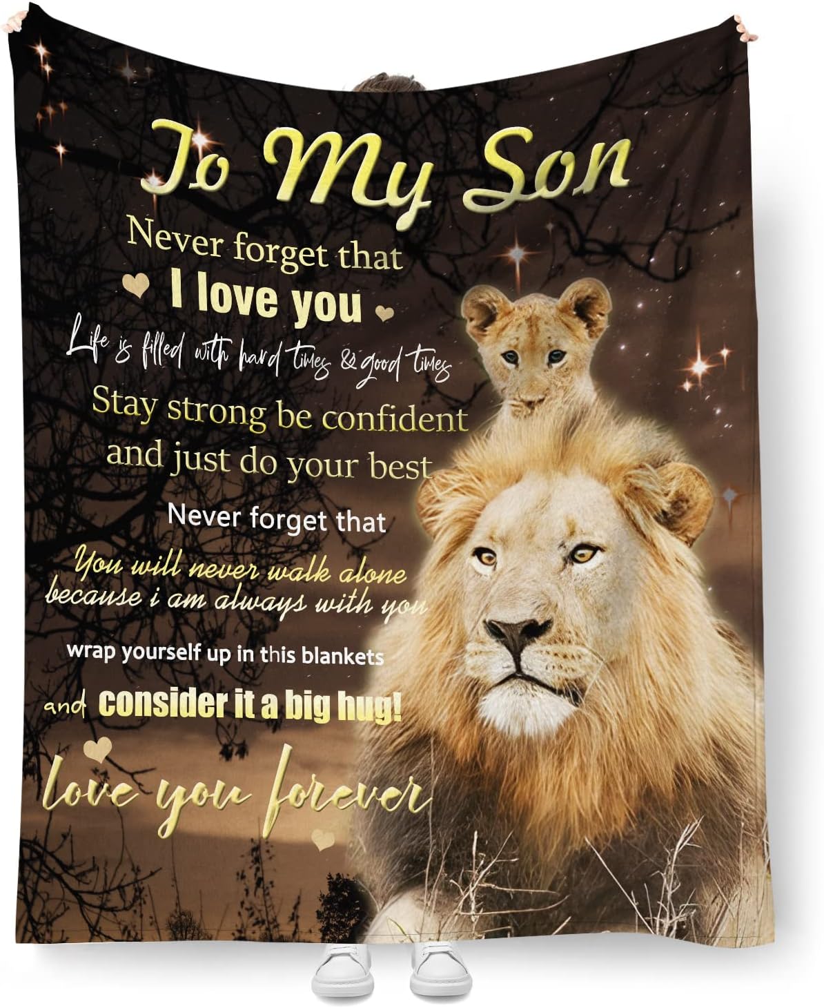 Flannel Throw Blanket to My Son from Mom Dad, Lion Blanket Best Gift for My Son Christmas Birthday Graduation Sofa Bedroom Living Room from Mother Father 60x50 Inches