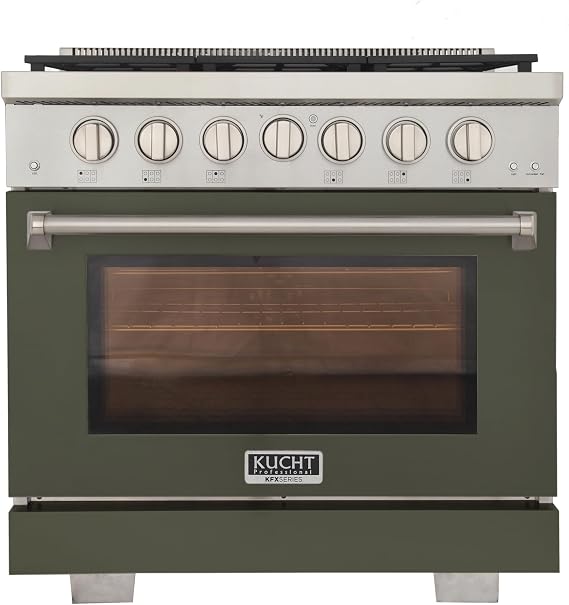 KUCHT Professional 36 in. 5.2 cu. ft. Natural Gas Range and Convection Oven in Olive Green with True Simmer Burners