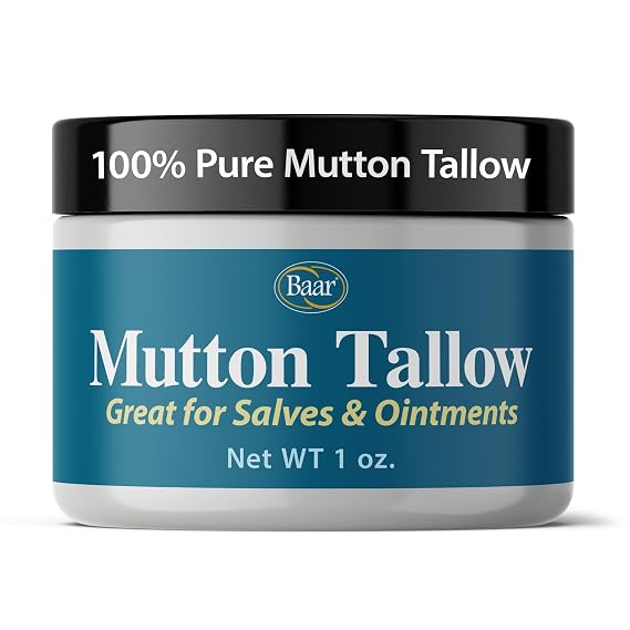 Baar Mutton Tallow, 1 oz | Traditional skin care ingredient, smooth texture, compact jar, multipurpose use