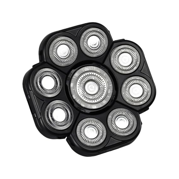 Shaver Replacement Heads - 9 Blade Rotary Shaver Attachment, Directional Grooming Head | Track Shaving Blades Refill, Ultra-Fast Shaver Head for Smooth Bald Look and Beard Styling