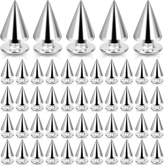 200 Pcs Bullet Cone Spikes Screw Back Leather Bullet Cone Punk Studs for Clothing 10mm Cones Spikes Studs with Screwbacks Punk Rivets for DIY Crafts