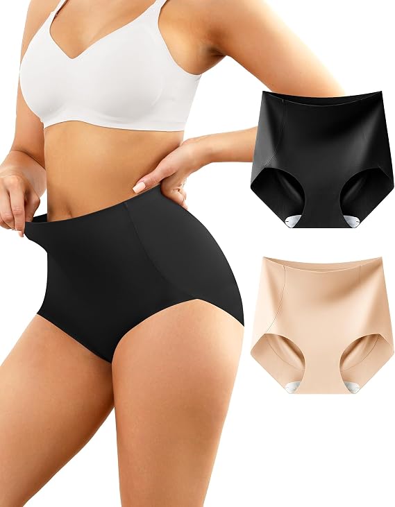 LEVAO Women's High Waisted Underwear Slightly Tummy Control Postpartum Panties Full Coverage Comfort Briefs (S-3XL)