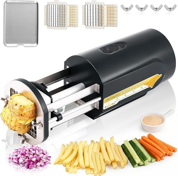 Electric French Fry Cutter with 1/2&3/8" Stainless Steel Blades