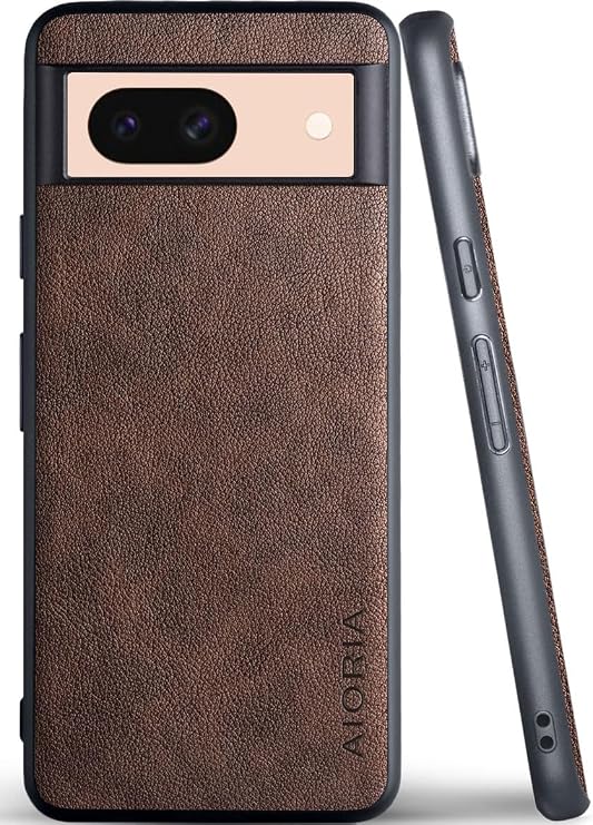 for Google Pixel 8A Case, 6.1 inch Premium Leather Cover Retro Design Full Protective Phone Case for Google Pixel 8A 5G (Coffee)
