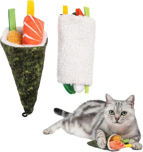 Best Pet Supplies Catify Interactive Cat Toy with Catnip - Sushi Rolls Set