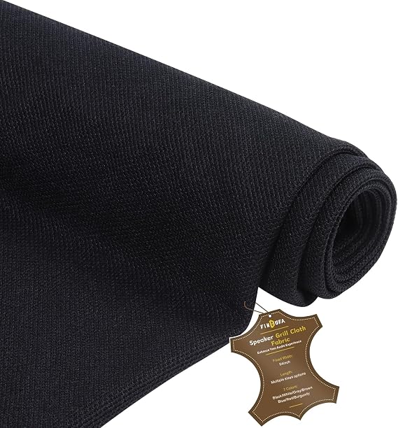 128" x 55" Speaker Grill Cloth, Stereo Mesh Fabric Black