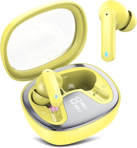 Wireless Earbuds Bluetooth 5.4 in Ear Earbuds HiFi Stereo Headphones,Yellow