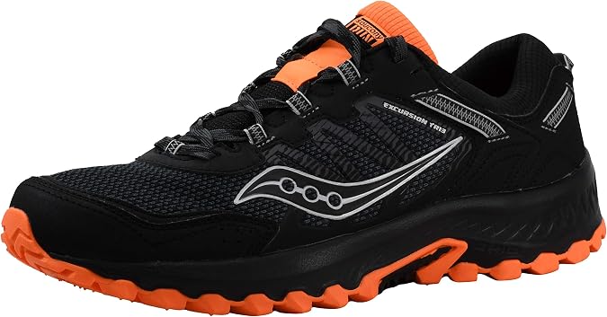 Saucony Men's Excursion Tr13 Road Running Shoe, Black/Orange, 11.5