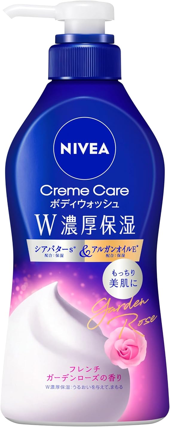 Nivea Cream Care, Body Wash, W Thick Moisturizing, French Garden Rose Scent, Pump, 16.2 fl oz 460 ml, Body Soap, Moisturizing, Skin Care
