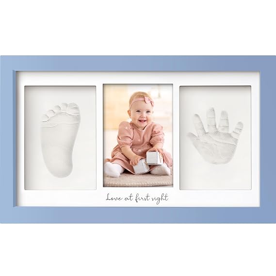 KeaBabies Baby Hand and Footprint Kit, Clay Keepsake Frame (Cornflower)