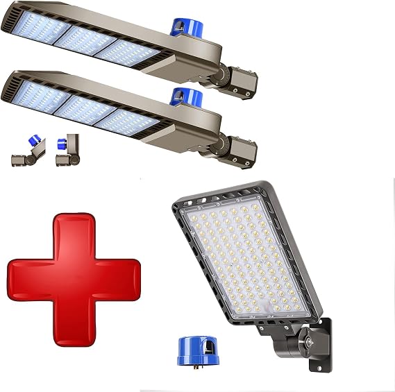ledmo 300W & 240W LED Parking Lot Light with Photocell Adjustable Slip Fit Mount and Arm Mount Security Light