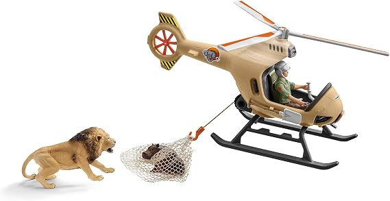 Schleich Wild Life - 16Pc Animal Rescue Helicopter - Kids Ages 3+ | 42476 | Wild Animal Figurine, Realistic Animal Toys, Safari Toy for Boys and Girls,Screen-Free Imaginative Pretend Play, Montessori