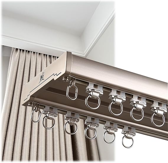 Conjoined Curtain Track Ceiling Mount Double Tracks - Aluminium Alloy with Silence Rollers, Easy to Install