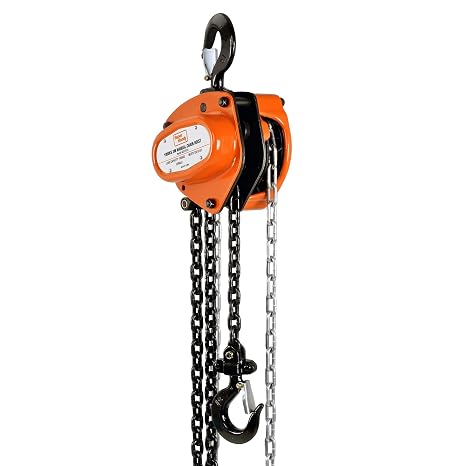 SuperHandy Manual Chain Block Hoist Come Along 1 Ton 2200Lbs Capacity 10 Foot Lift 2 Heavy Duty Hooks Industrial Grade Steel Construction Building Garages Warehouse Automotive Machinery
