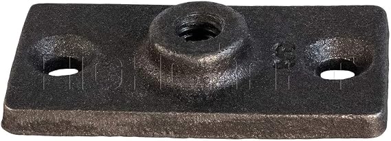 Highcraft PLTB12-20 Ceiling Flange; Hanger Plate for 1/2 in. Threaded Rod (Not Pipe), for DYI Plumbing and Industrial Decor, 1-3/8 W x 3-5/16 L, Iron, Black