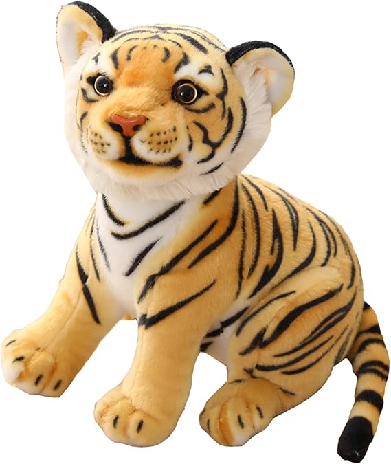 Tiger Plush Toy Pillow, Cute Stuffed Animal Doll, Gift for Boys Girls (Yellow, 10.6 in)