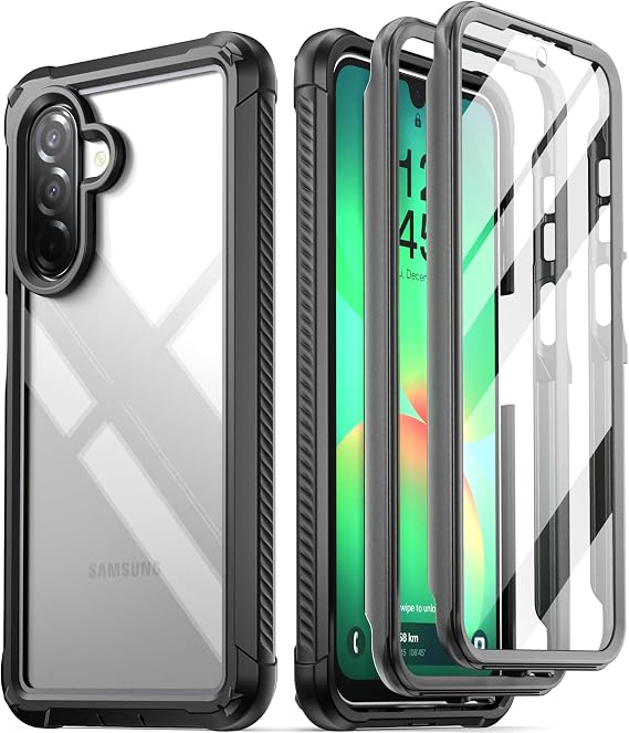 Poetic Guardian Case for Samsung Galaxy A26 5G, [2 Front Frame] [20 FT Mil-Grade Drop Tested] Full-Body Hybrid Shockproof Cover with Built-in Screen Protector, Black/Clear