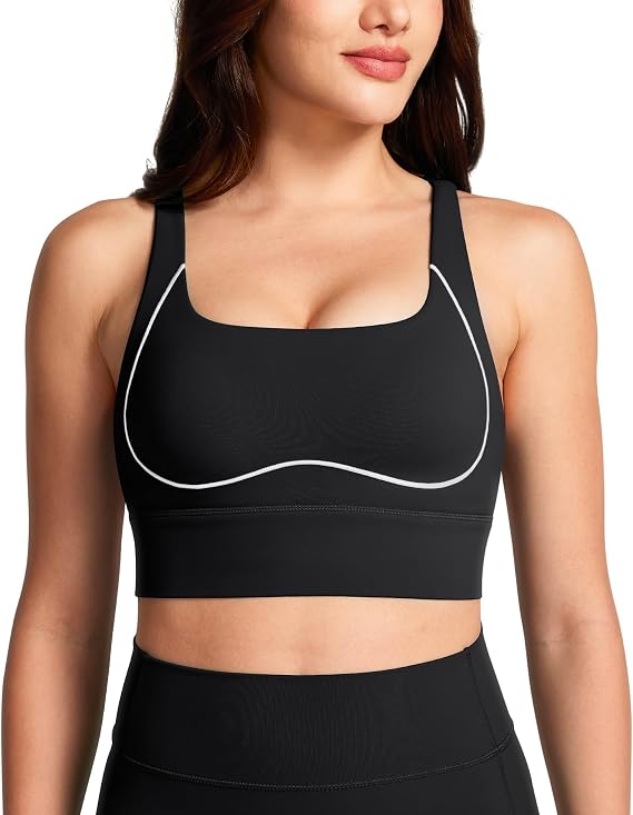 Women Sports Workout Bras Contrast Stitching Bras Criss-Cross Yoga Bra