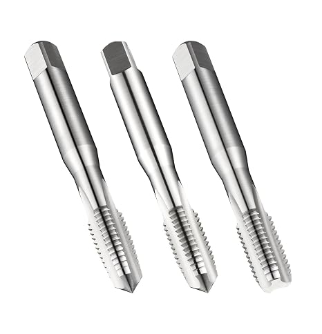 Dormer E500 High-Speed Steel Straight Flute Tap Set, Uncoated (Bright) Finish, Round Shank with Square End, 3-Piece Set (1 Taper, 1 Plug, 1 Bottoming Chamfer), M5-0.80 Thread Size
