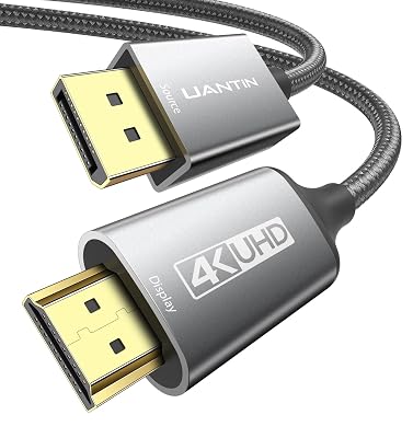 4K DisplayPort to HDMI Cable 10Ft | 1080P@120Hz,1440P2K@60Hz Uni-Directional DP to HDMI Male Braided Cord Display Port to HDMI Cable for Desktop,Dell,Lenovo,ThinkPad,HP,AMD,NVIDIA
