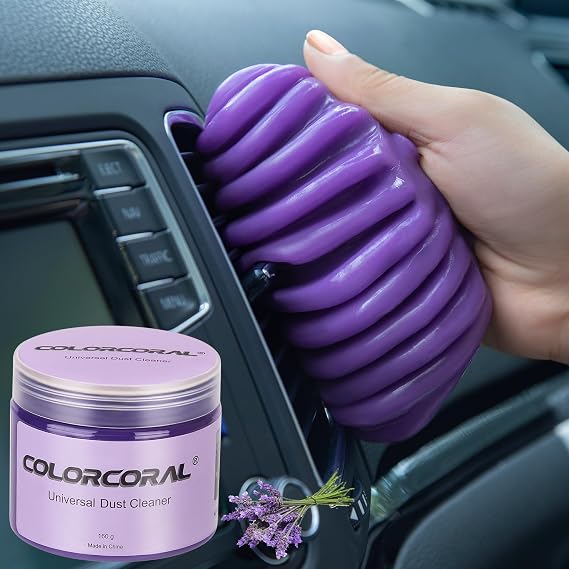 ColorCoral Cleaning Gel for Car Universal Gel Cleaner Auto Detailing Car Vent Keyboard Cleaning Putty Car Interior Cleaner Dashboard Dust Remover Putty Auto Duster Cleaning Kit 160G - Purple | Universal Cleaning gel for Car Interior electronic Detailing Car slime Vent Keyboard Cleaner Dust Remover Auto Duster 160G