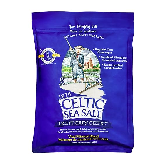 Celtic Sea Salt Light Grey Coarse Unrefined Mineral Salt, 70+ Trace Minerals, Sustainably Harvested, GMP Certified Cooking, Finishing, Hydration, Grinder Use 5 lb Pouch