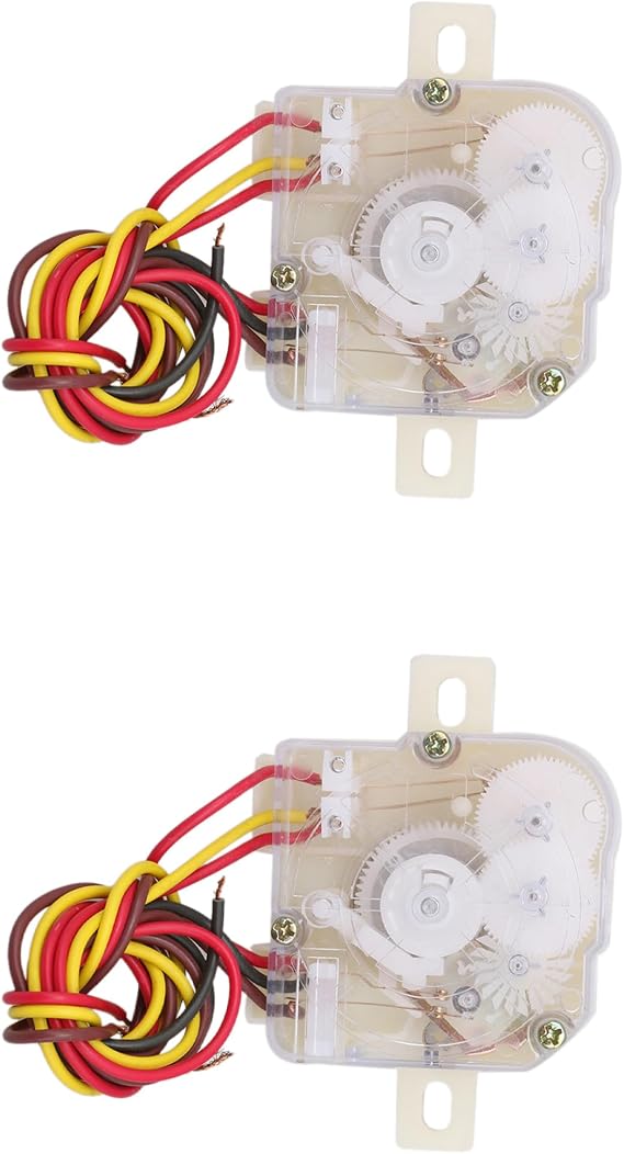 Mxfans 2 x Plastic Square Washer Machine Timer 5 Wire 2.4cm Central Hole 7.2cm