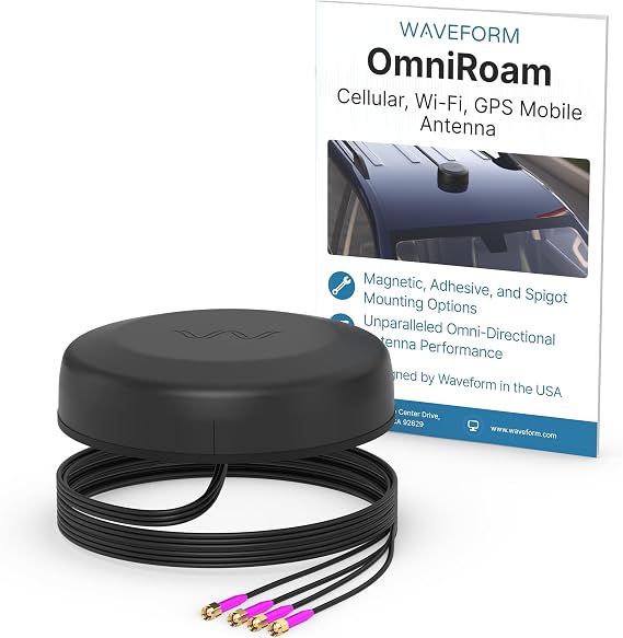 Waveform OmniRoam 4-in-1 Low-Profile Mobile Antenna High-Performance, Rugged Fleet Antenna for Peplink, Cradlepoint, Cisco (4x4 Cellular)