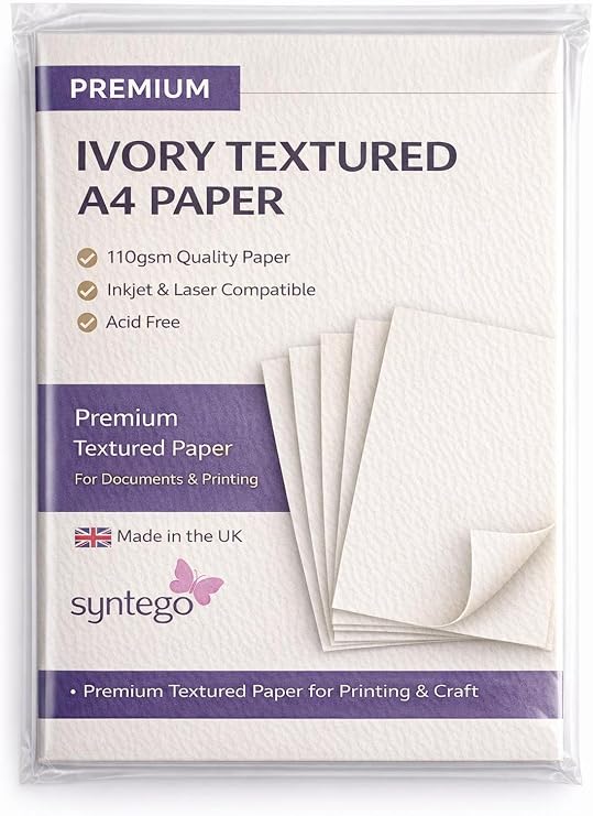 Syntego Textured A4 Paper 110gsm – Premium Printer Paper for Inkjet & Laser | Ivory & White Textured Paper for Invitations, Certificates, Menus & Craft (100, Ivory)