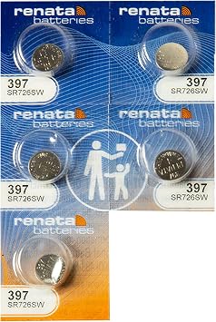 Renata Batteries 397 Silver Oxide 0% Mercury Battery (5 Pack)