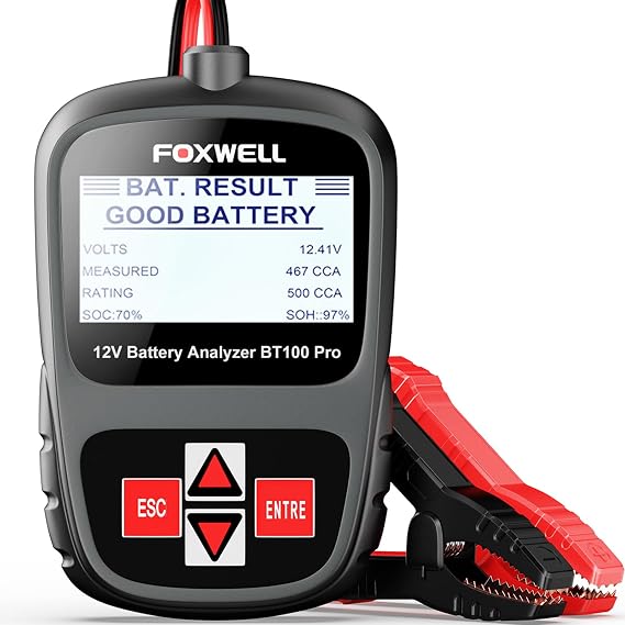 FOXWELL BT100 PRO Car Battery Tester, 12V, 100-1100 CCA Load Tester