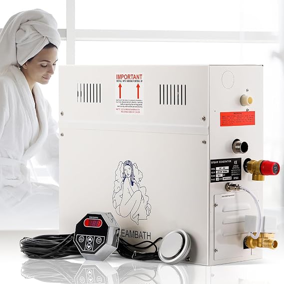 Steam Shower Generator Kit 4.5KW for Bath Sauna SPA, Aromatherapy Steam Head, Self-draining System, LED Waterproof Controller 77-131FFor Home Commercial Use 220V