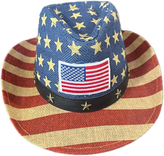 Western Cowboy Hat with Country Flag Design Country Patriotic Style Headwear