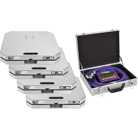 Electronic Race Care Scales, 6,000 LB LCD Display 15x15 Pads, Portable Case | 0.5% Accuracy, Corner Weight Readings, Cross Weight Percentage, Left Right Balance, Front Rear Distribution Data