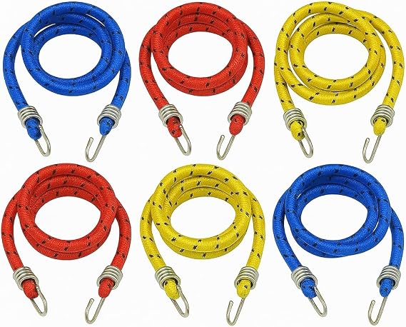 Bagaj Ahtapotu 6’lı Asorti Set, 100 cm Sabit Ve 1,5 Mt Uzayabilen Kalın Bagaj Lastiği, Kancalı Gergi İpi, Araba, Bisiklet, Motosiklet ve Yük Sabitleme İçin Dayanıklı Taşıma Aparatı