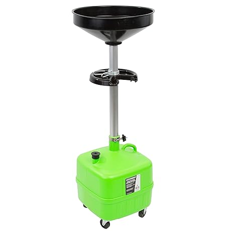 OEMTOOLS 87032 Oil Drain Pan with Funnel, 9 Gallon Oil Catch Pan with Adjustable Height, Portable Oil Drain Container with 17" Funnel