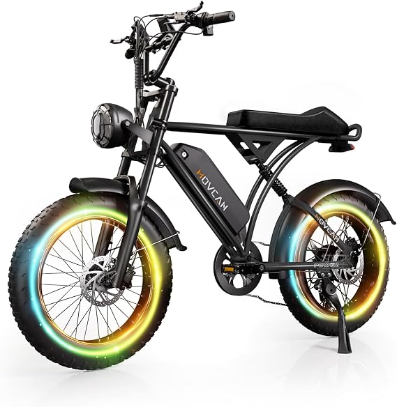 Movcan V60/V60 Pro Electric Bike, 48V 15.6/18.2Ah Removable Battery 20 Fat Tire Electric Bike, 1000/1500W Motor 30/33MPH Top Speed Electric Motorcycle, for Commute/Offroad/School/Rain/Snow Riding.