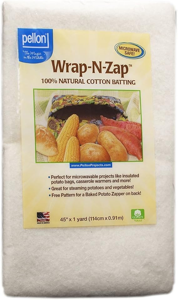 Pellon Wrap-N-Zap Cotton Quilt Batting, 45 by 36-Inch, Natural 2-Pack