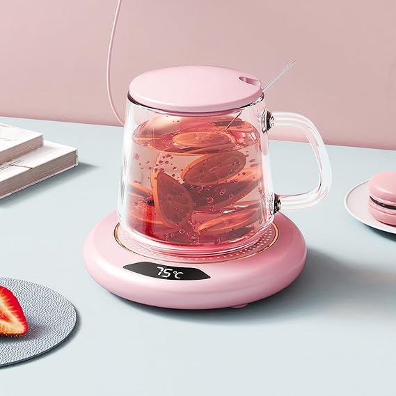 Pink Coffee Warmer For Desk Auto Shut Off, 3 Temp Settings, 1-8h Timer, Smart Coffee Mug Warmer, Electric Coffee Cup Warmer For Desk, Usb Mug Warmer For Desk, Coffee Warmer Plate For All Cups And Mugs