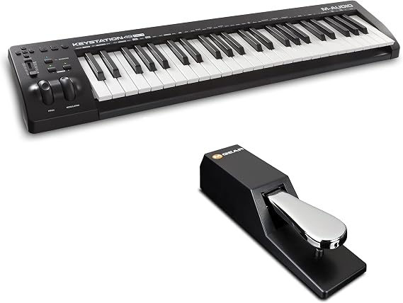 MIDI Controller Bundle - 49-Key USB MIDI Keyboard Controller with Sustain Pedal and Pro Software Suite - M-Audio Keystation 49 MK3 + SP-2