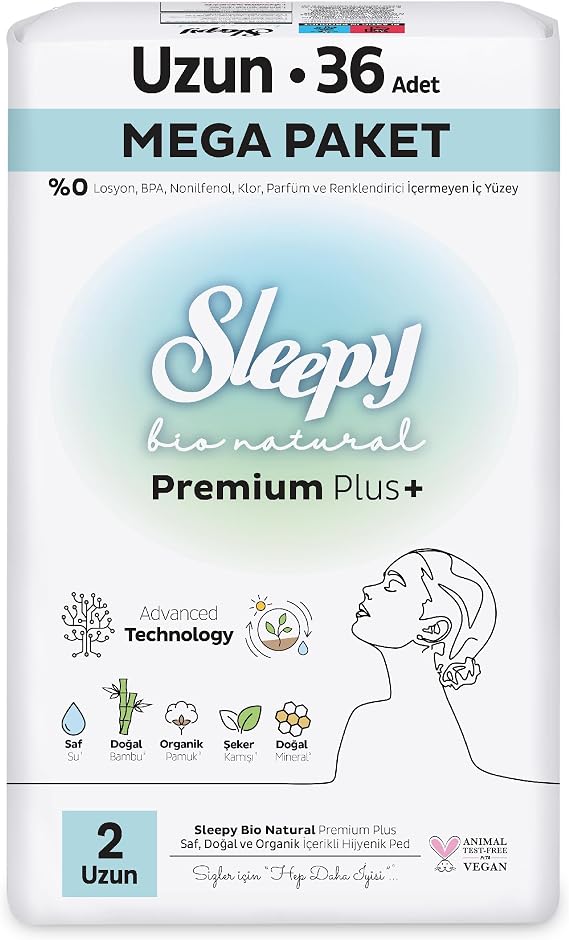 Sleepy Bio Natural Premium Plus Sanitary Pad Mega Package Long 36x3 (108 Pieces)