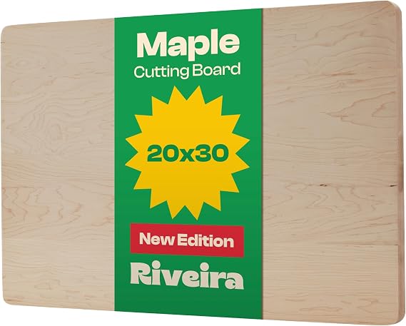 Riveira Maple Wood Cutting Board Gourmet Maple Grandeur: 20 x 30 Wooden Cutting Board Natural Wooden Cutting Boards For Kitchen Decorative Innovative Juice Grooves Maple Wooden Chopping Board