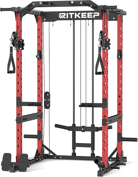 RitKeep Power Rack M10 with Pulley System & LAT Pull Down for Home Gym