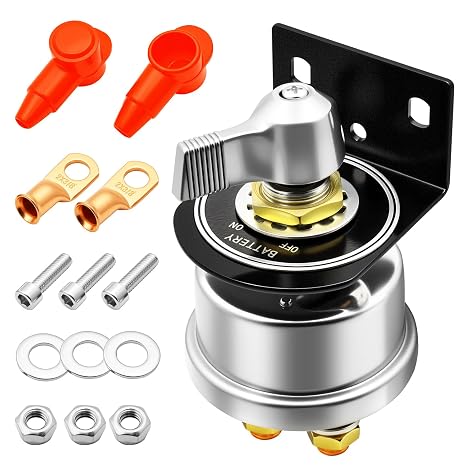 200A 12V Battery Disconnect Switch Heavy Duty, Quality Battery Cut Off Shut Off Kill Switch with Side Post Mounting Bracket for Automotive, Marine, Boat, Car, ATV, Trunk Vehicles
